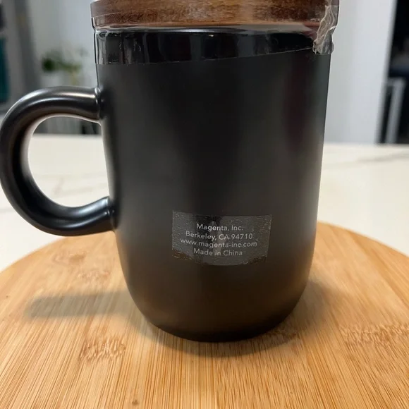 New Rae Dunn coffee mug with wooden lid. - Picture 4 of 5